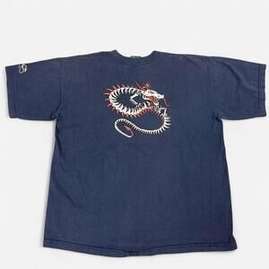 Y2K bullhead skater dragon jnco styled graphic t shirt navy Men XL